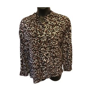 Cheetah Print 1/2 Button Down Blouse